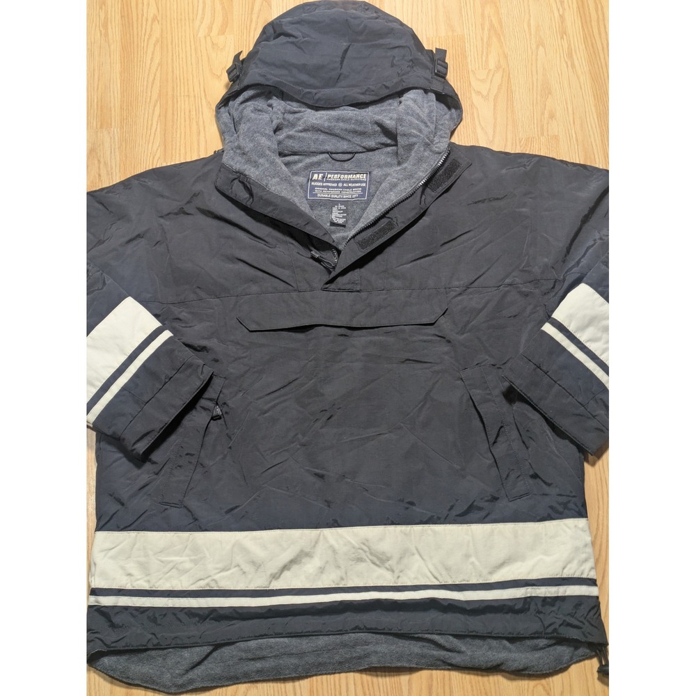American Eagle Mens Vintage Y2K Performance Anorak Pullover Jacket Black Large